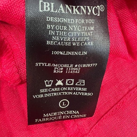 NWOT Blank NYC 100% Linen Short Sleeve Collared Elastic Waist Red Romper Size L - Picture 6 of 15